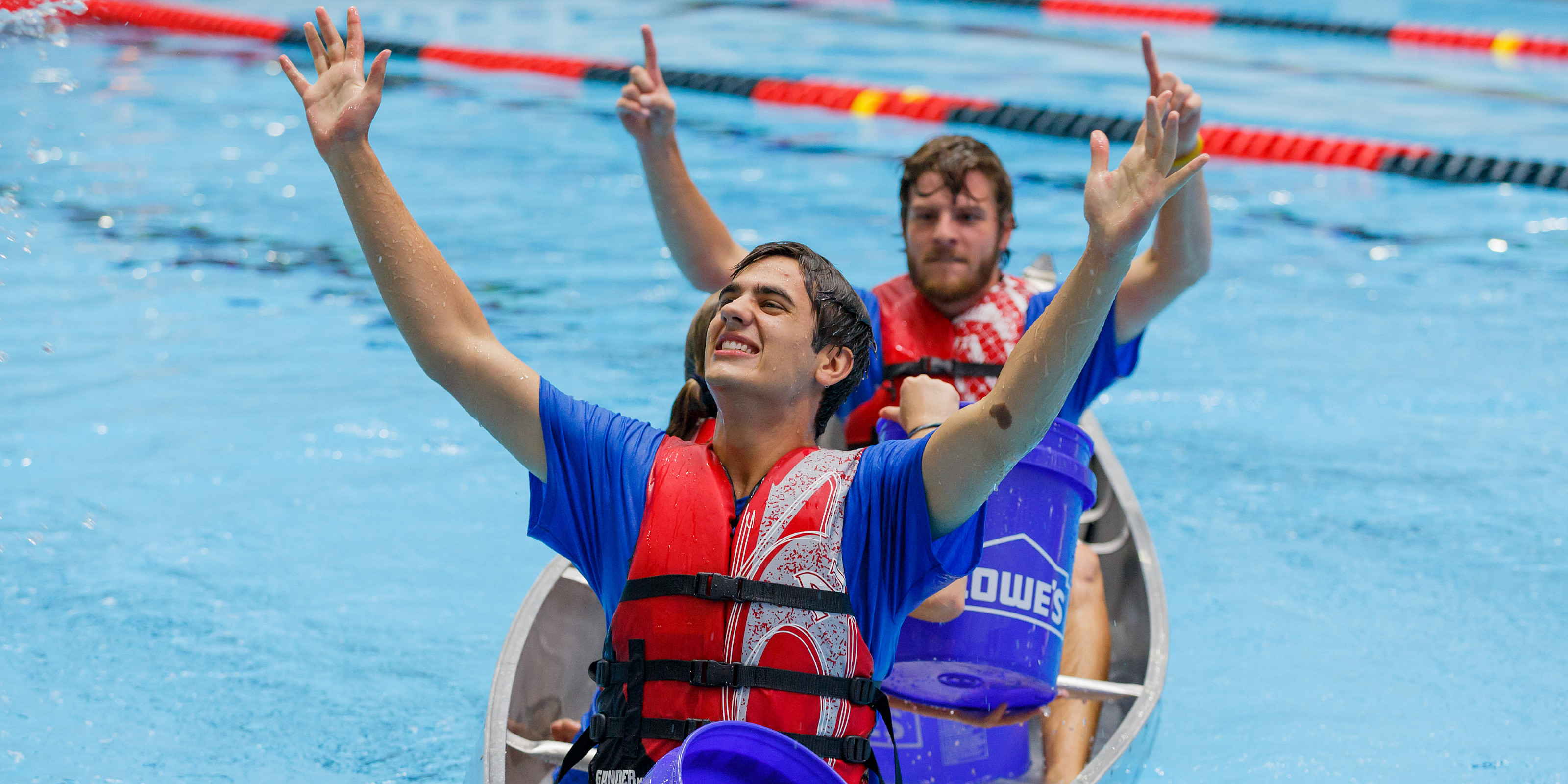 Students take part in Battleships, part of the pre-Regatta events at the Natatorium on Tuesday September 19, 2017.