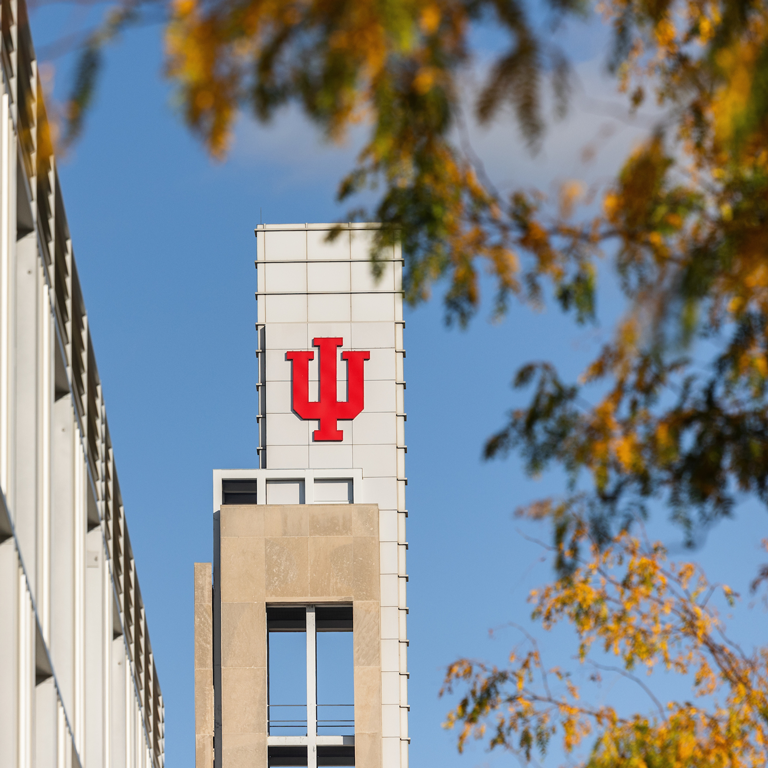 The bell tower of the IU Indianapolis Campus Center.