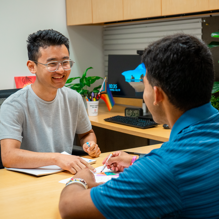 A student meeting with a success coach.