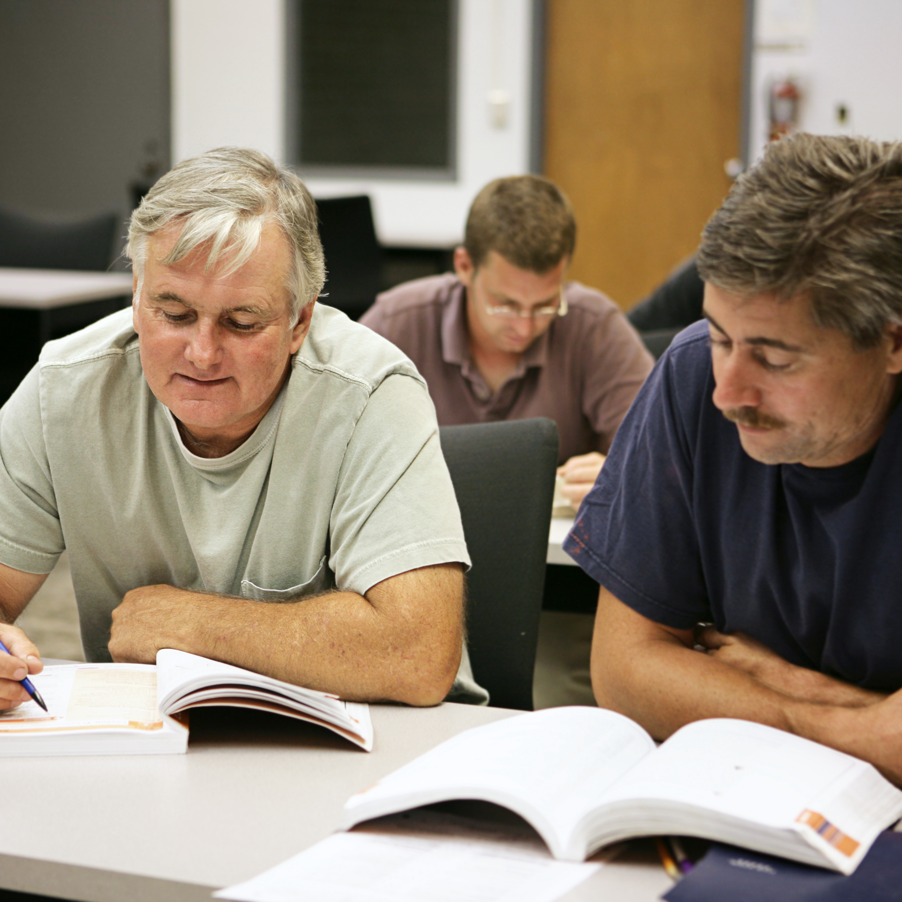 A man in his fifties going back to school for career training.